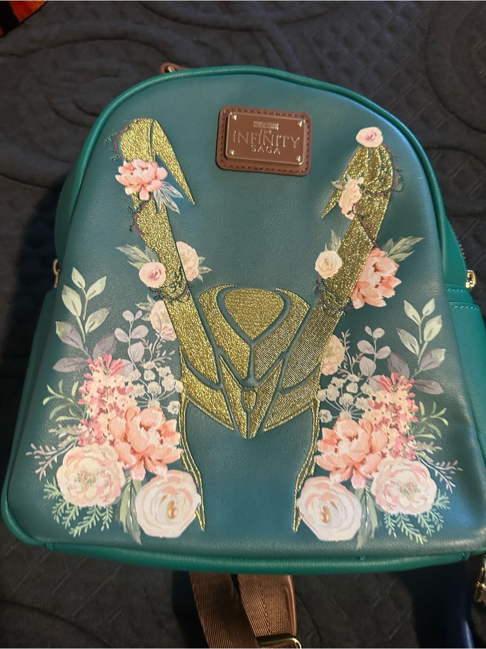 NFINITY Teal Floral Gold-Accented Backpack